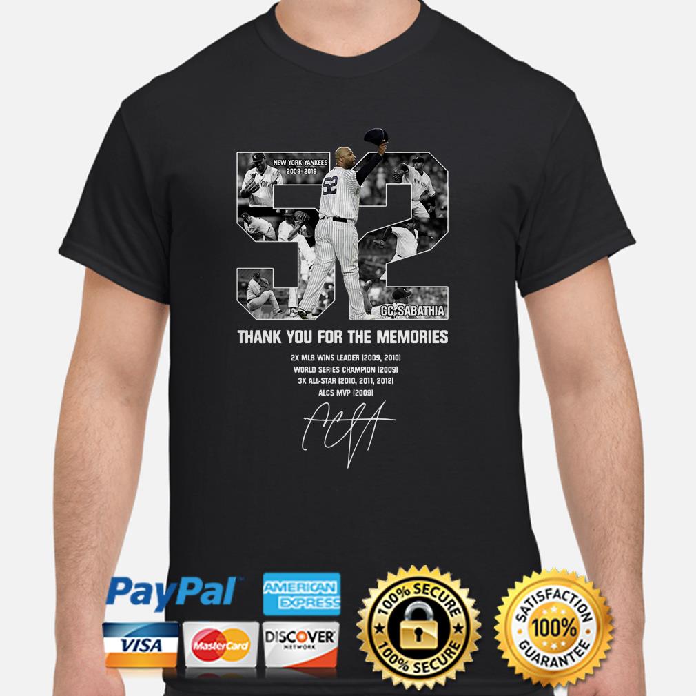 New York Yankees 2009-2019 52 CC Sabathia thank you for the memories shirt