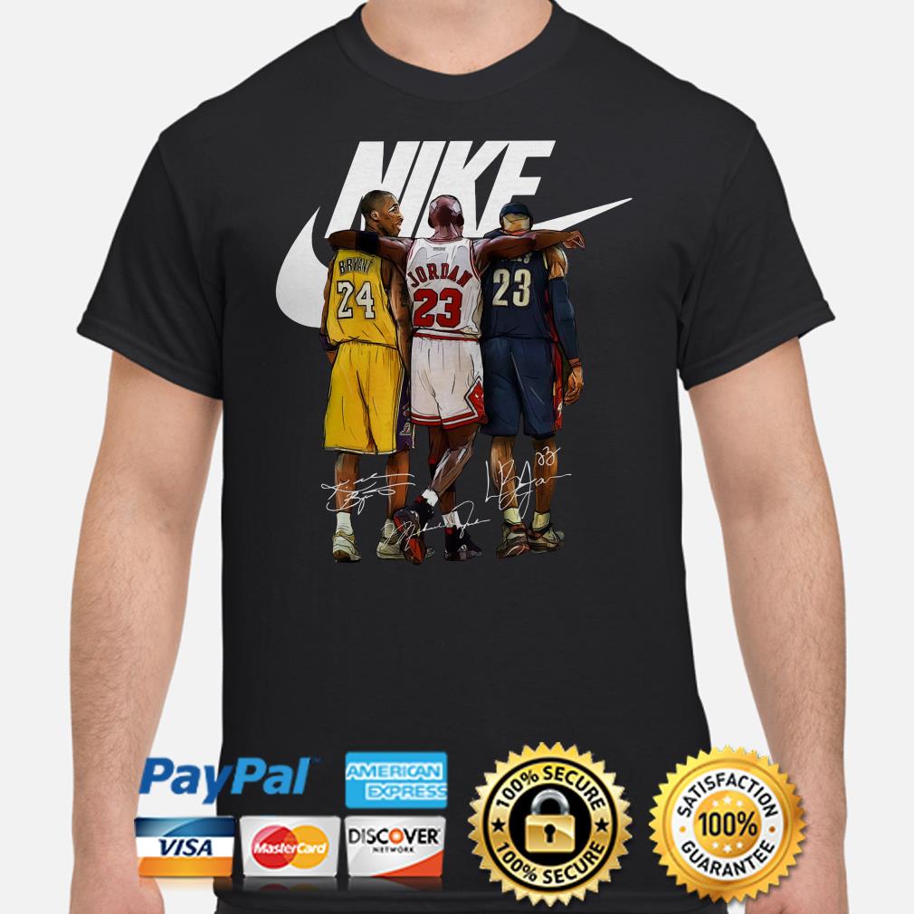 Kobe Bryant Michael Jordan and LeBron James Nike signatures shirt