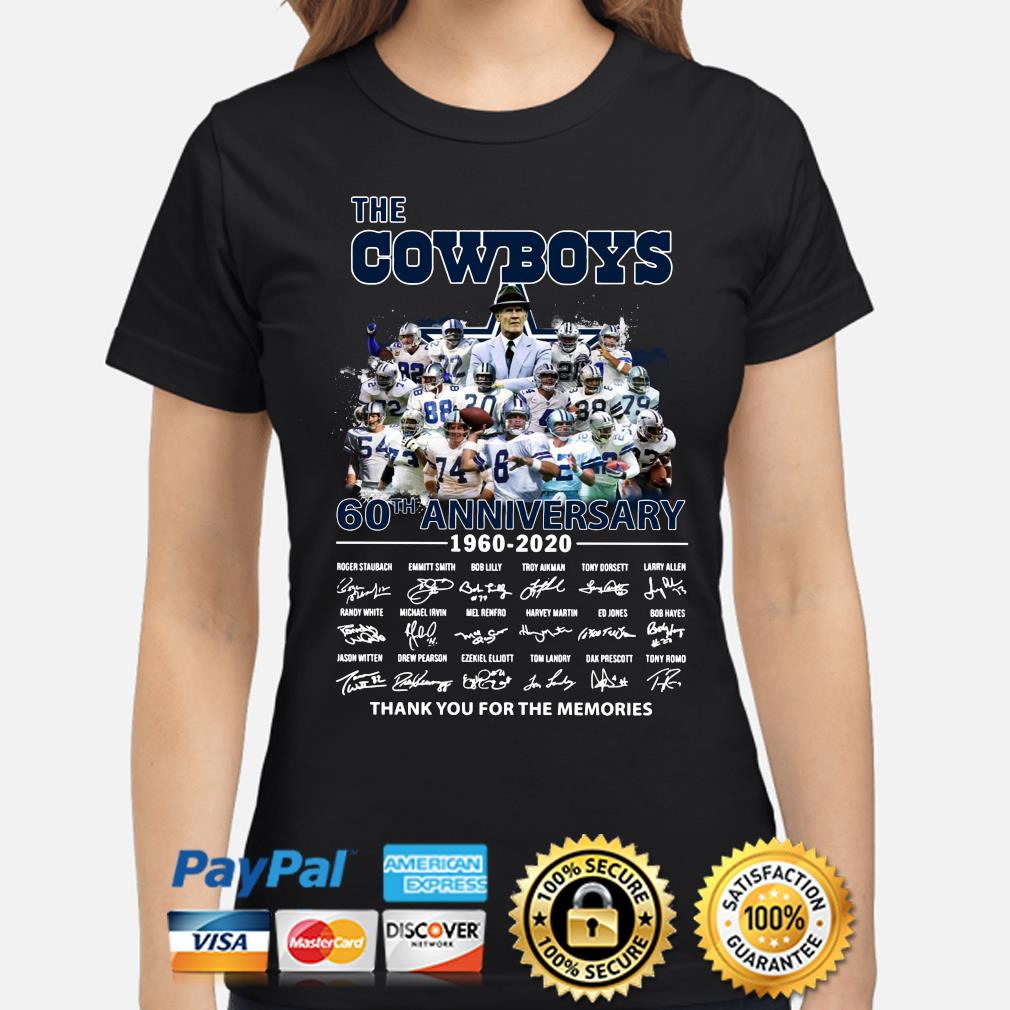 Dallas Cowboys 60th anniversary 1960-2020 thank you signatures shirt,  hoodie, sweater, long sleeve and tank top