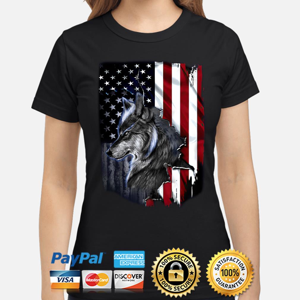 Wolf in American flag shirt - Bouncetees